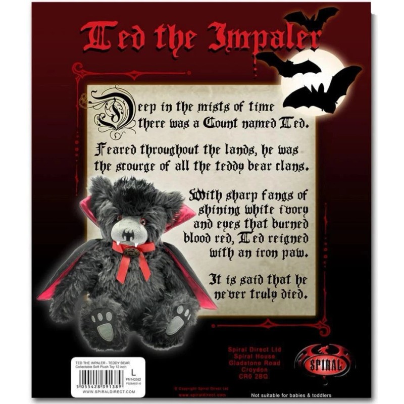 Spiral TED THE IMPALER Vampire Teddy Bear COLLECTABLE Soft Plush