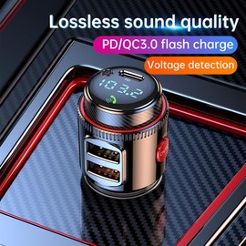 FM Transmitter Bluetooth 5.4, Car Adapter Fast Charger PD30W & QC3.0 18W, FM Radio Bluetooth Car Kits, Wireless Music Player HiFi Base Sound, Support Hands-Free Calling USB Drive