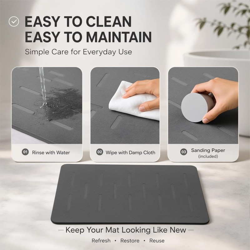 31.5"x19.7" Stone Bath Mat for Bathroom, Large Diatomite Bathmat