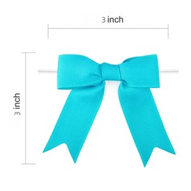 Meseey Premade Grosgrain Ribbon Bows for Treat Bags, 3 Inches, Set (Turquoise Blue, 30)
