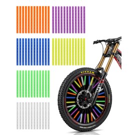 aimu Colourful Bicycle Spoke Reflector Set, 72 Reflectors, 360° All-Round Visibility, Easy Assembly, 75 mm Length, Durable and Waterproof, Reusable, Suitable for All Bicycle Types