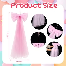 Zeyune 2 Pcs Large Pink Bow Party Decorations 13.4 x 28.7 Inch Hanging Bow for Baby Shower Birthday Girls and Boys Bachelorette Wedding Ribbon Bows for Gift Wrapping DIY Craft Party