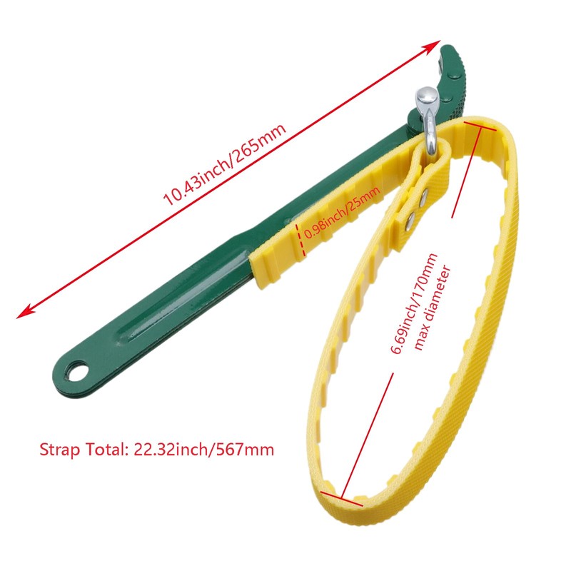 Nicerity Belt Strap Wrench Steel 12 Inch Handle Adjustable Strap