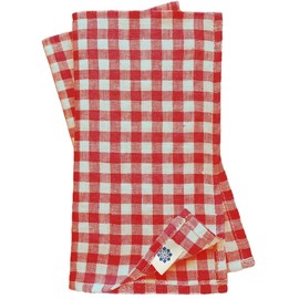 Linen & Cotton Gingham Tablecloth Estella - 100% Linen, White Red (80 x 80 cm) Small Square Rustic Country Style Checked Table Linen Cloth for Home Cottage Restaurant Hotel Summer Spring Easter