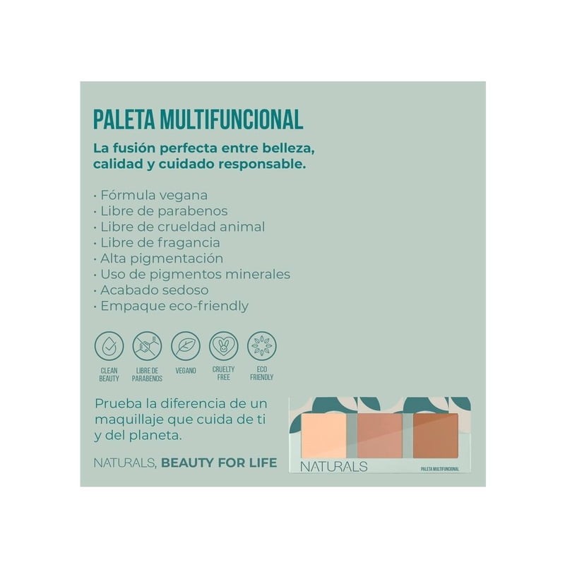 Paleta para Rostro Naturals Multifuncional Compacta 16.5gr