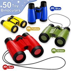 50 Packs Binoculars for Boys and Girls Small Compact Toy Binoculars with Neck Strap Camping Party Favors Nature Exploration Toys for Bird Watching, Hiking, Camping, Travel, Learning, Return Gifts