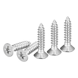 DTGN 100Pcs #8x3/4" Flat Head Wood Screws, 304 Stainless Steel Phillips Self Tapping Screws - Good for Woodworking, Furniture - Silver