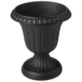 PL20BK Classic Traditional Plastic Urn Planter Indoor/Outdoor, 10" x 12", Black