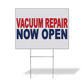 Fastasticdeals Weatherproof Yard Sign Vacuum Repair Now Open Red Blue Lawn Garden 24x18 Inches 1 Side Print