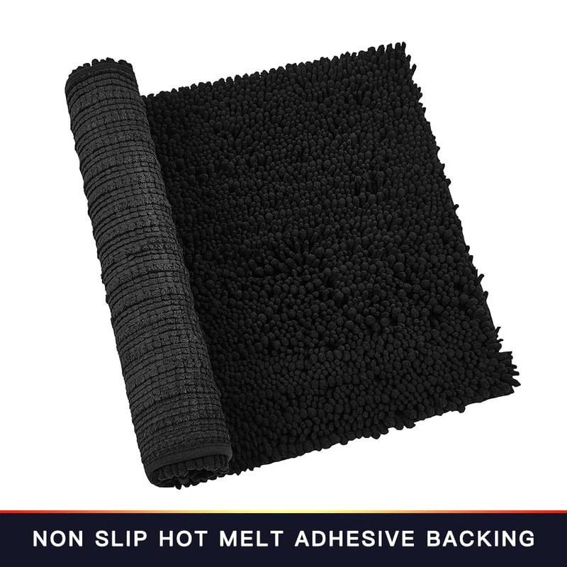 Walensee Bathroom Rug Non Slip Bath Mat (24x17 Inch Black)