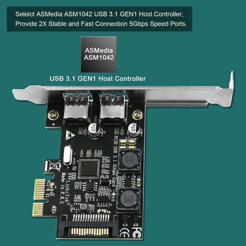 LinksTek Tarjeta de expansión PCIE USB 3.0 (USB 3.1 GEN1)