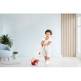 Award Winning Hape Butterfly Wooden Push and Pull Walking Toy, L: 6.3, W: 5.8, H: 22.2 inch, Red