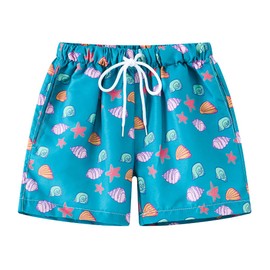HSTiSan Kids Boys Quick Dry Swim Trunks Little Girls Beach Shorts 2 Piece Drawstring Boardshort Swimwear Blue Conch+Deep Blue Lemon 3-4Y/100