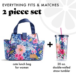 Fit & Fresh Lunch Bag For Women, Insulated Womens Lunch Bag For Work, Leakproof & Stain-Resistant Large Lunch Box For Women With Matching Tumbler, Snap Closure Westport Bag Floral