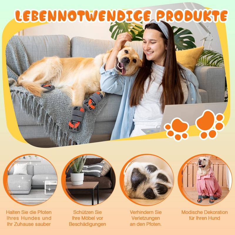 Weesiber Dog Shoes, Pack of 4 Breathable Dog Shoes, Paw