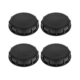 QWORK 6" Solid Cap W/Gasket for IBC Tote, IBC Tote Water Tank Cover, 4 Pack Leak-Proof Design Plastic IBC Tank Adapter Storage Cap for Chemical Food and Industrial Storage, Black