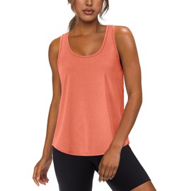 WIHOLL Womens Tank Tops Sleeveless Racerback Athletic Shirts Workout Tops for Running Yoga Hiking Crossfit Fitness Clothing Orange L