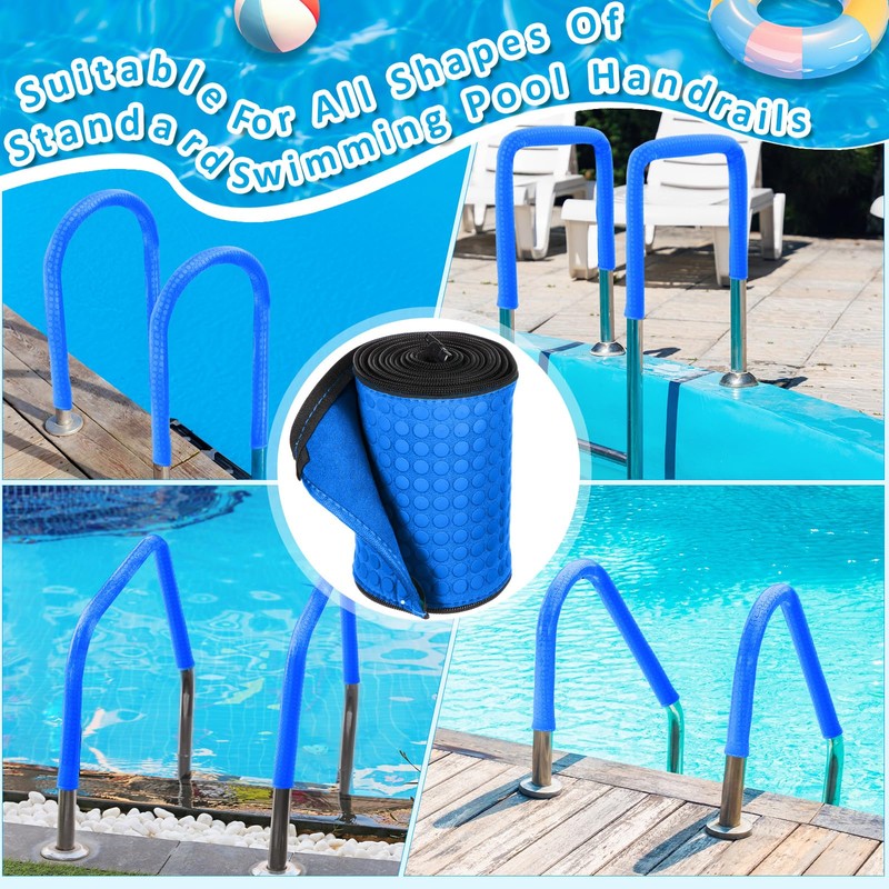 Vincreem 6 ft Pool Handrail Cover with Zippers Anti-Slip for