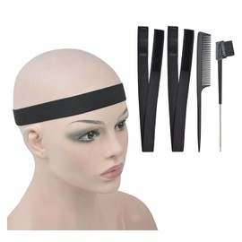 2 Pcs Wig Bands Lace Melting Bands Wig Elastic Bands with Combs and Hair Brush for Lace Front Wigs (Width 1 Inch)