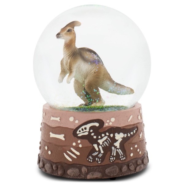Elanze Designs Parasaurolophus Dinosaur 100 MM Tabletop Musical Glitter Snow Globe Figurine Play Tune Born Free
