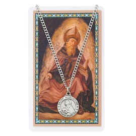 St Augustine Prayer Card With Medal Saint Catholic Christian Pendant Charm Patron