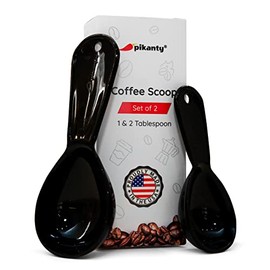 PIKANTY - Plastic Coffee Scoops (15ml & 30ml) Set of 2 | Made in USA (Black)