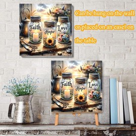 VIGEGU Paint by Numbers Kit for Adults with Frame,Paint by Number for Beginner with Wooden Easel DIY Faith,Hope,Love Wishing Bottle Adult Paint by Number Kits for Home Decor 12x12inch