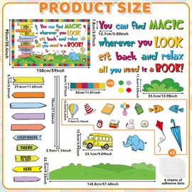 82Pcs Reading Bulletin Board Reading Day Book Themed Classroom Decorations Inspirational Find Magic in a Book Paper Cutouts Read Themed Direction Signs Decor for Nursery School Library Decorations