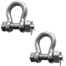YANYUCB Bow Shackle, Heavy Duty D Ring Shackle, Marine Grade 316 Stainless Steel Boat Anchor Kit Screw Shackle with Cotter Pin (1/4 inch 2Pack)