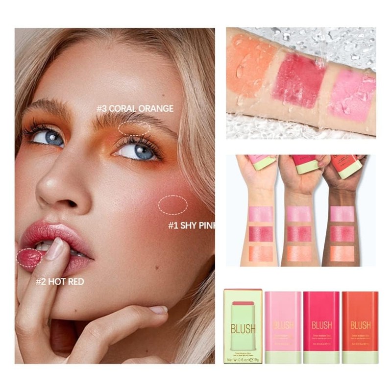 LMDAOO Multi-Use Cream Blush Stick, Soft Blush Cream Makeup for