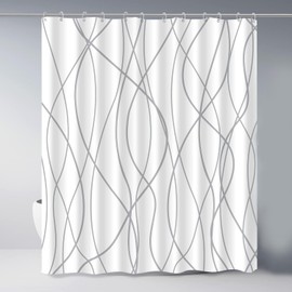 xinbai Grey and White Striped Fabric Shower Curtain for Bathroom with 12 Hooks, Curtains 72 Inches Long, Weighted Hem,Waterproof Bath Accessories Hotel Style - Machine Washable