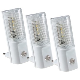 ChiliTec LED Night Light Pack of 3 with Twilight Switch Socket 230 V - Stair Light Lighting Children's Room Switches in the Dark 1 Watt Light White