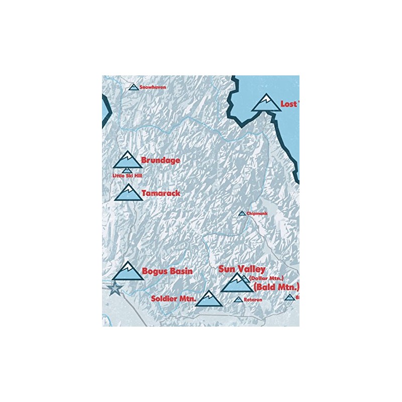 Idaho Ski Resorts Map 11x14 Print (White & Light Blue)