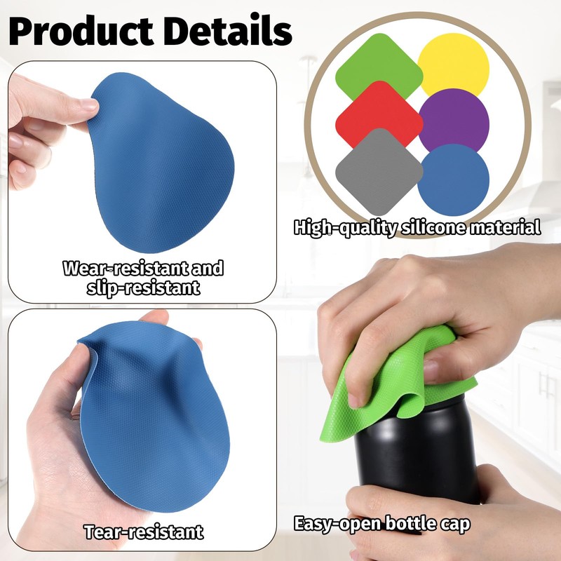 Apojgitn 6-Pack Rubber jar Opener Grippers - Bottle Opener for