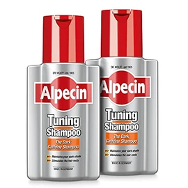 Alpecin Tuning Shampoo 2x 200ml | Preserves Natural Hair Colour and Supports Natural Hair Growth | Dark Caffeine Shampoo to Cover Early Grey Hairs | Hair Care for Men Made in Germany