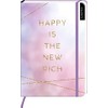 myNOTES Notizbuch A5: Happy is the new rich: Notebook medium,