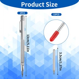 TIEOME 2 PCS Tungsten Carbide Scriber with Magnet with 12 Replacement Marking Tip, Aluminium Etching Engraving Pen Machinist Carbide Scribe Tool Etching Pen With Clip for Glass/Ceramics/Metal Sheet