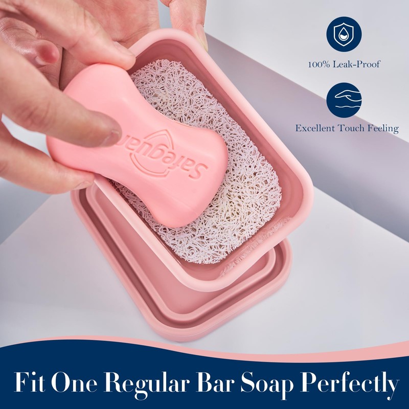 Leak Proof Silicone Travel Soap Case with Draining Tray -