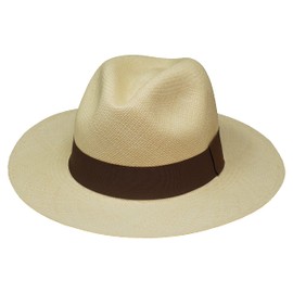 Borges & Scott The Hudson - Fedora Panama Hat - Rollable and Lightweight - Natural with Brown Ribbon - 57cm