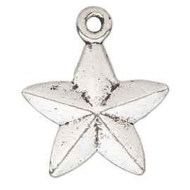 Platinum 10 Antiqued Silver Plated Pewter 15x15mm Faceted Double Sided Star Charms
