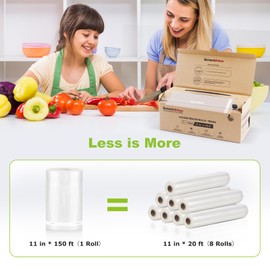 [2025 New] Bonsenkitchen 11” x 150’ Vacuum Sealer Bags Rolls with Cutter for Food Storage, Commercial Grade, BPA Free, Great for Meal Prep and Sous Vide Cooking