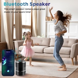 Security Camera with Bluetooth Speaker, 1080P Wireless WiFi Camera for Home/Office/Baby/Pet, Indoor Camera with Motion Detection, APP, Local & Cloud Storage