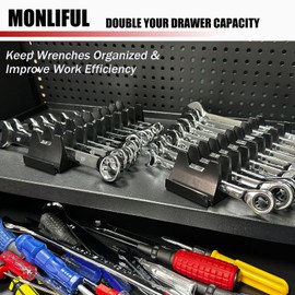 Monliful 12 PCS Magnetic Modular Wrench Organizer Wrench Holder - Wrenchs Tool Organizers for Tool Drawer Storage, Wrenchs Rack with Metric SAE Labels, Tool Storage Set Holder Festival for Mechanics