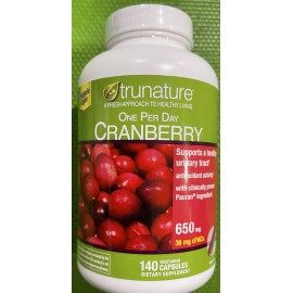 Trunature CRANBERRY 650mg, 140 Capsules one per day Supports a Healthy Urinary T