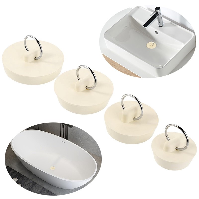 4 Pcs Rubber Sink Plug Set, Universal Bath Plug Replacement