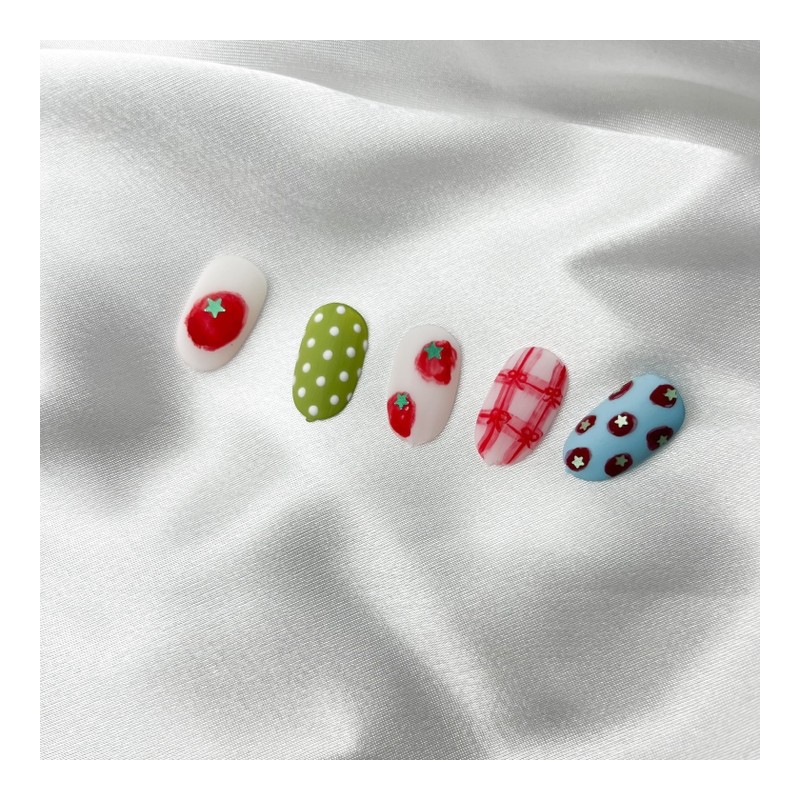Nails filled with tomatoes (matte) - round / 토마토 가득