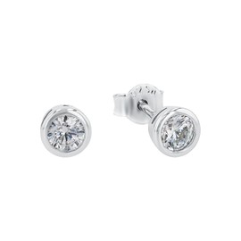 Amor 9189854 Women's Stud Earrings 925 Sterling Silver with Synthetic Zirconia 0.5 cm Silver Comes in Jewellery Gift Box, Silver, Cubic Zirconia