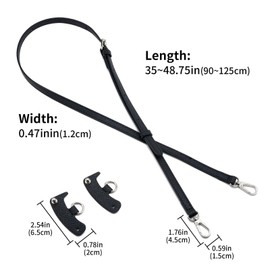 QIUTIMIY Leather Handbag Strap, Shoulder Bag Straps Replacement For Longchamp Purse Bags, Crossbody Adjustable Shoulder Strap(Black,sliver)