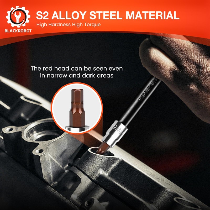 BLACKROBOT 5 mm Hex Bit Socket, 3/8 Inch Drive HW5