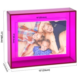 HappyDino 8x10 Acrylic Neon Floating Picture Frame Wall Desk Bright Full Colored Decorative Photo Frame for Wall Mounting Tabletop Gallery Display, Purple